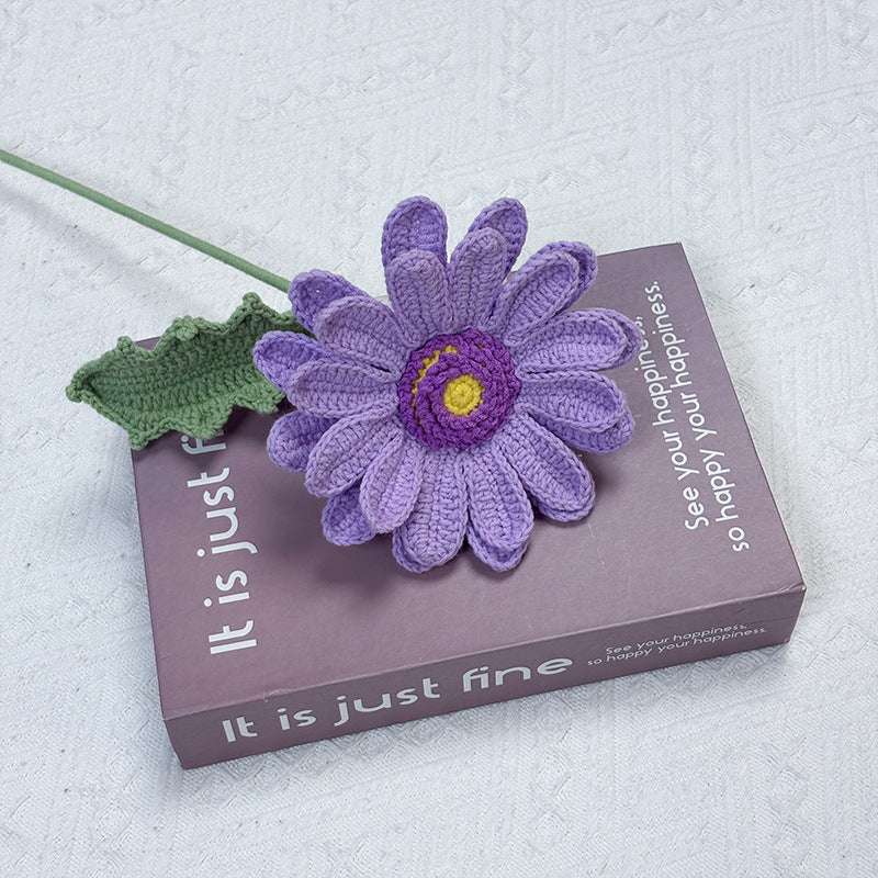 Handmade Crochet Purple African Daisies Wildflower Bouquet, Home Decor, Allergy-Free Gift for Her Mom Friend, Birthday Sympathy Thinking of You - The Bloom Crafter