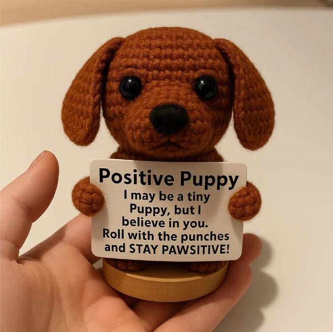 Handmade Crochet Dog Figurine with Wooden Base - 6 Adorable Dog Breed Design French Bulldog, Dachshund, Beagle, Chihuahua, Labrador Retriever, with Customizable Message, Gift for Dog Lovers, Birthdays, Christmas, Weddings, Housewarming