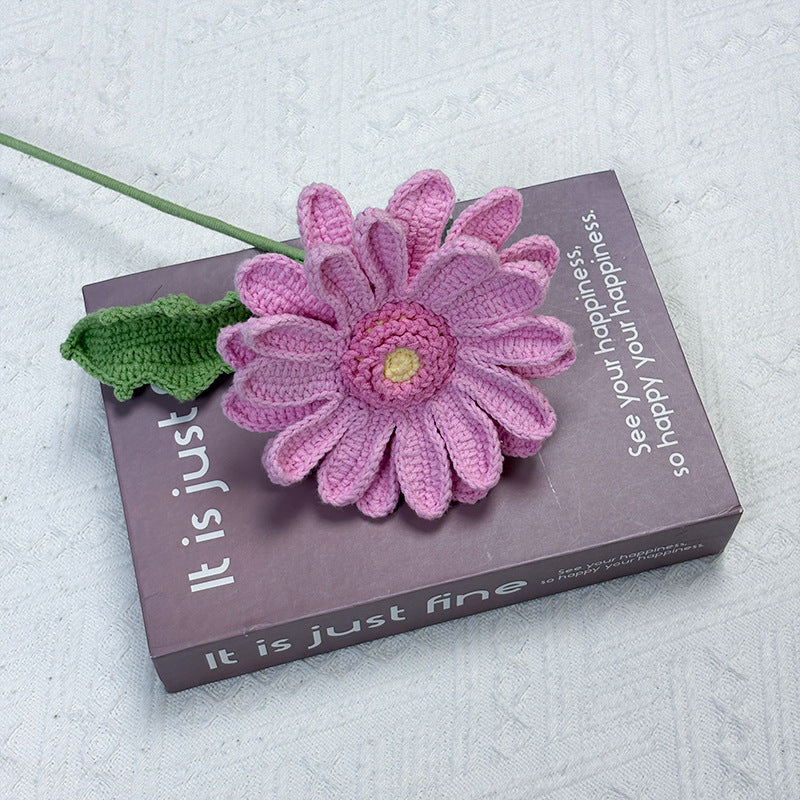 Handmade Crochet Purple African Daisies Wildflower Bouquet, Home Decor, Allergy-Free Gift for Her Mom Friend, Birthday Sympathy Thinking of You - The Bloom Crafter