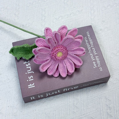 Handmade Crochet Purple African Daisies Wildflower Bouquet, Home Decor, Allergy-Free Gift for Her Mom Friend, Birthday Sympathy Thinking of You - The Bloom Crafter