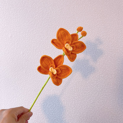 Handgefertigter Phalaenopsis-Orchideenstecker für Heimdekoration und Pflanzenunterstützung – Häkelgarn-Bastelarbeiten, Innendekoration, einzigartige Geschenke, Häkelstrauß