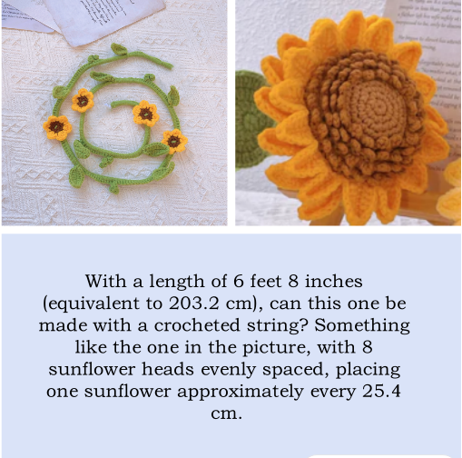 8 Big sunflowers crochet line