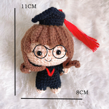 Handmade Crochet Graduation Doll Plushie – Boy and Girl Customizable Mini Amigurumi Figures for Bouquet Add-On or Keychain Attachment &nbsp;Perfect Gift for Graduation, Commencement, – Allergy-Free, Eco-Friendly Crochet Keepsake