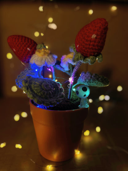 Handmade Strawberry Crochet Pot Plant - Adorabile Decorazione per la Casa - Regalo Perfetto per gli Amanti delle Piante - Pianta Falsa Realistica con una Luce Morbida - Realizzata a Mano