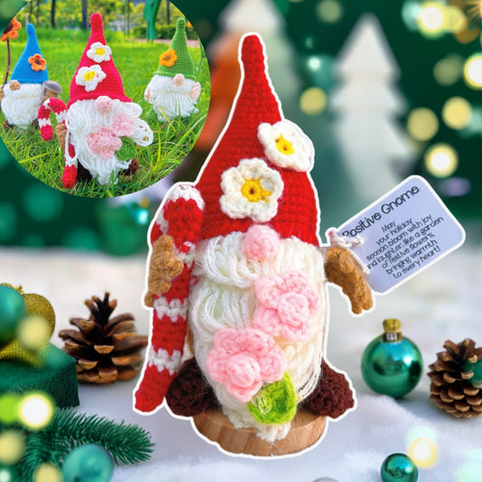 Handmade Crochet Gnomes with Stand for Decor Gifts - Custom Text Nordic Figurines with Adorable Garden Design, Perfect for Christmas, Xmas Holidays and Collector