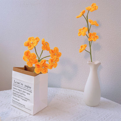Gehäkelte Vergissmeinnicht-Strickblumen – Blumenstrauß, Blumen für Vase, Tischdekoration, Herzstück, Hochzeitsdekoration, einzigartiges Dekor