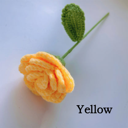 手工鉤織外翻玫瑰——毛線精製，家居裝飾，禮物首選，浪漫迷人，象徵之花，仿真花卉，情人節佳選