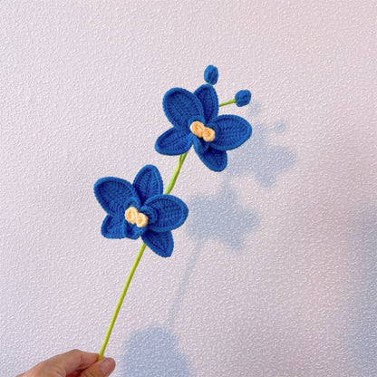Handgefertigter Phalaenopsis-Orchideenstecker für Heimdekoration und Pflanzenunterstützung – Häkelgarn-Bastelarbeiten, Innendekoration, einzigartige Geschenke, Häkelstrauß