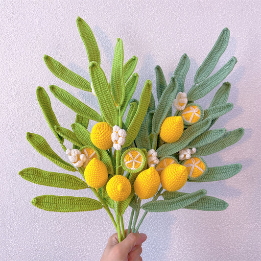 Freschezza di Limone: Foglia di Limone Artigianale a Maglia con Paletto a Forma di Limone per una Decorazione Rinfrescante del Giardino