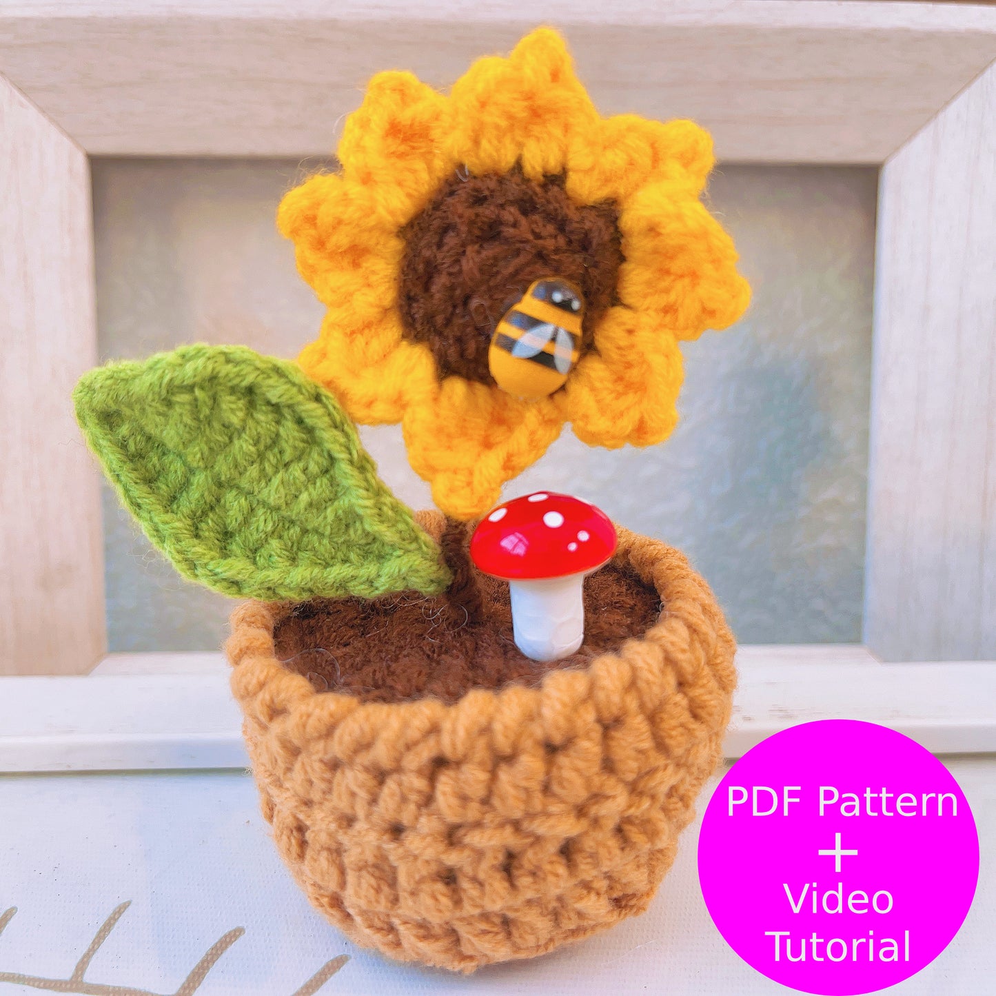 Kit complet de pot de tournesol au crochet : tutoriel illustré étape par étape, guide vidéo et matériaux de haute qualité 