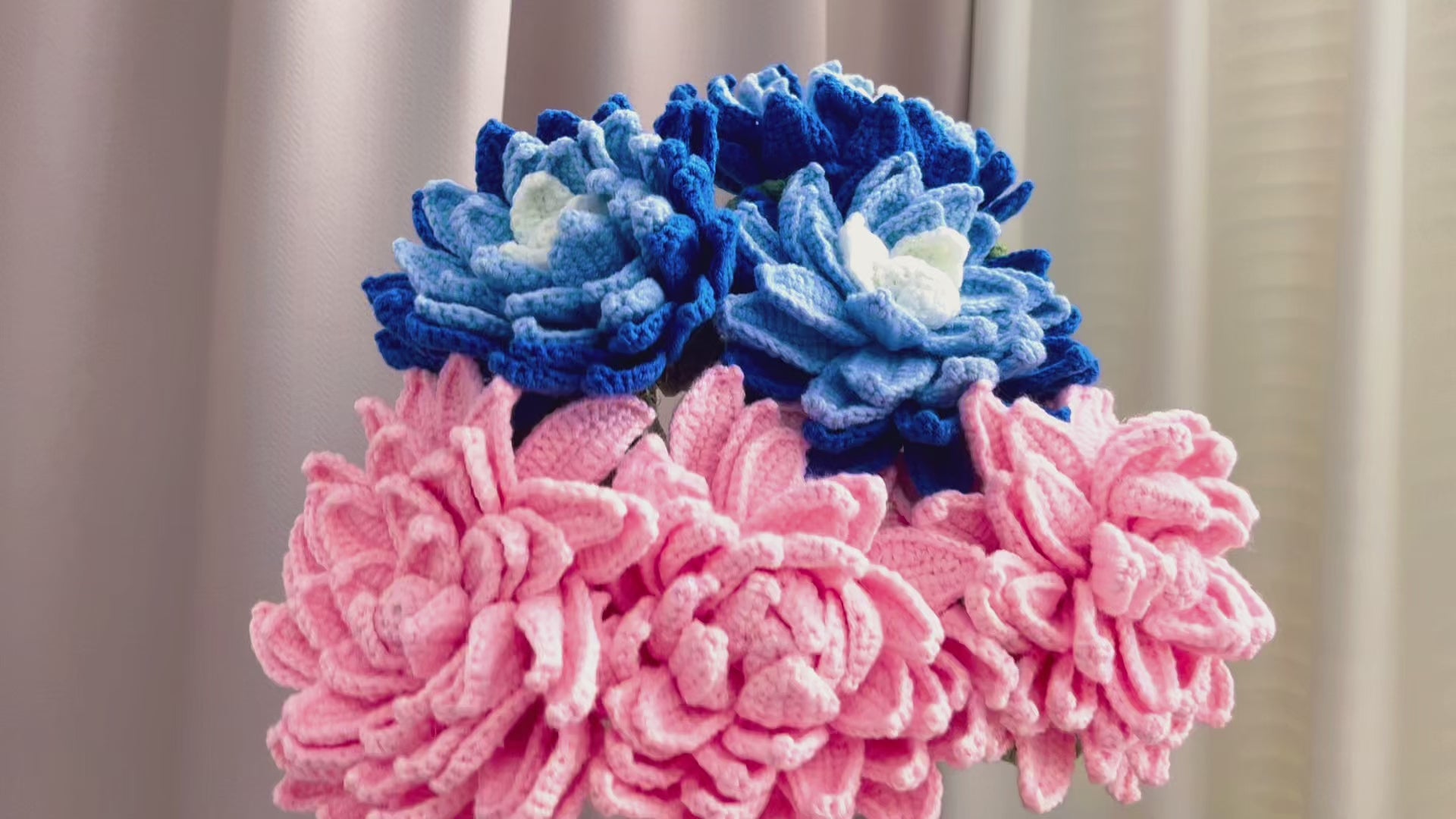 Handmade Crochet Dahlia Flower Bouquet – Realistic 7-Layer Heavy