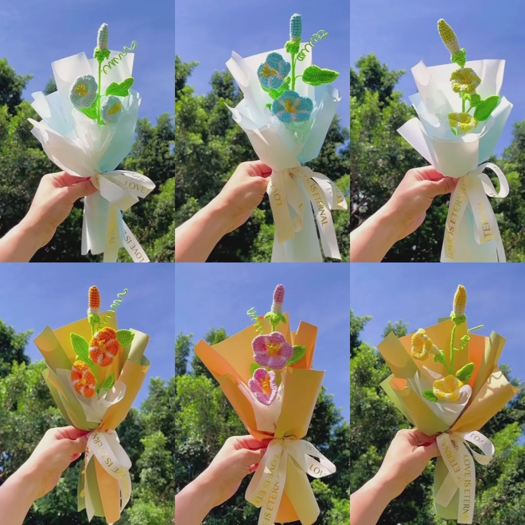 September Birth Month Morning Glory Birthday Bouquet - Handcrafted Hoo