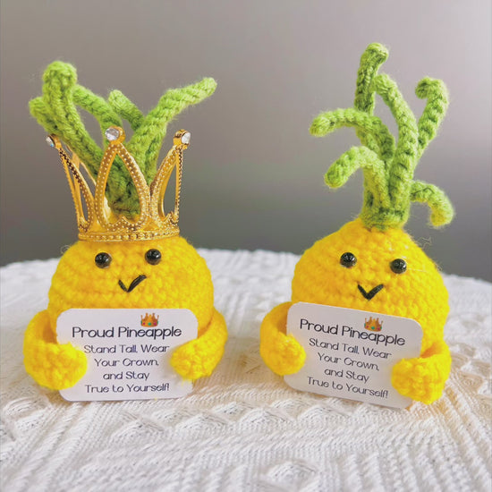 Handcrafted Crochet Proud Pineapple Positive Plushie with Positive