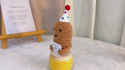 Crochet Birthday Potato Celebration Plushie with Customizable Card, Happy Birthday You Handmade Awesome Spud, Cute Funny Birthday Gift, Party Favor Best Friend Gift, Thinking of You