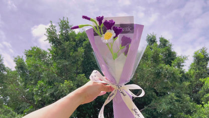 Enchanted Meadow Crochet Flower Bouquet - Handmade Freesia & White Daisy Arrangement, Hypoallergenic First Meeting Gift - Perfect for Weddings, Anniversaries & Special Occasions