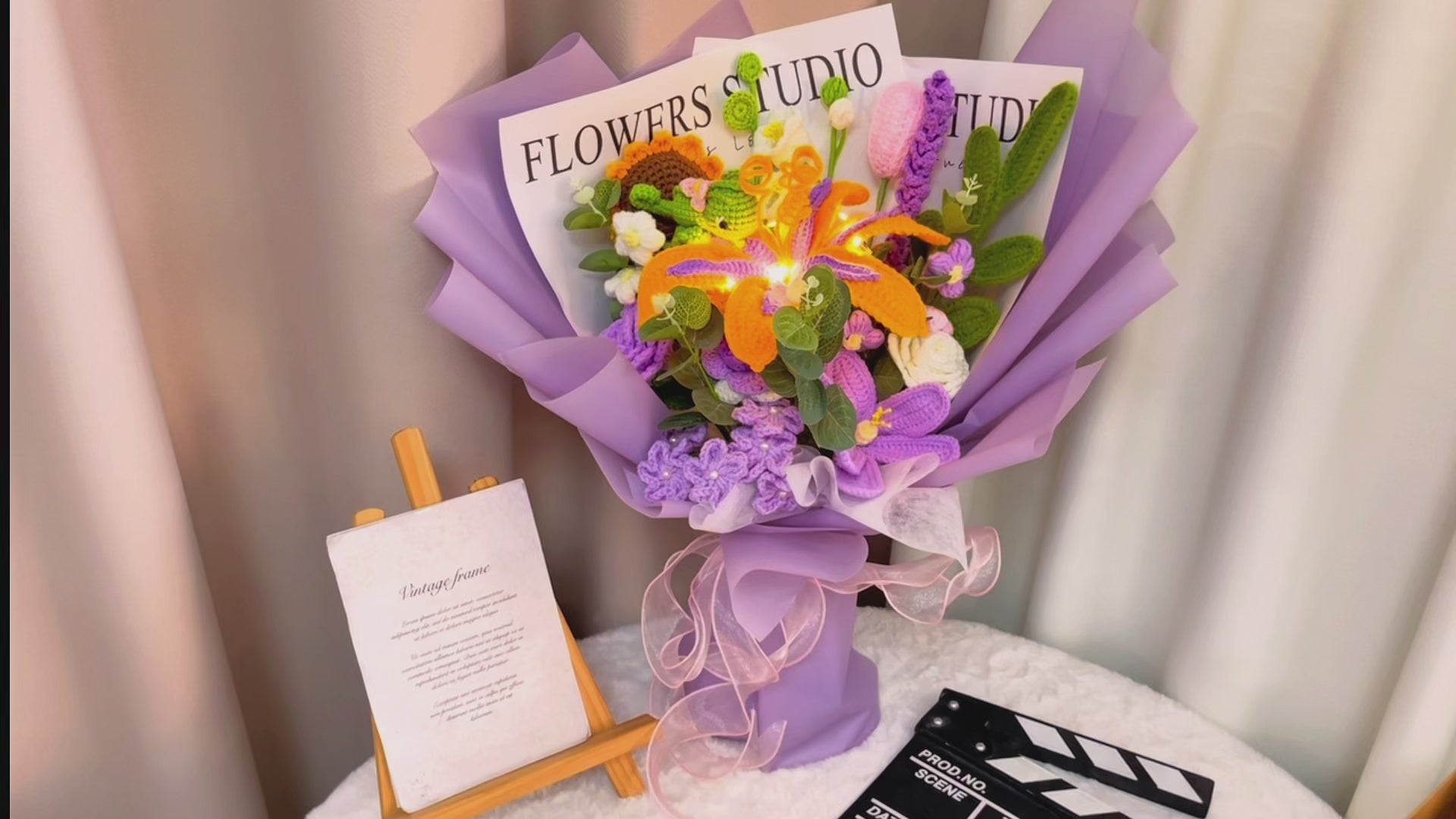 Crochet Sundrop Floral Chameleon Bouquet - Lavender Hues with