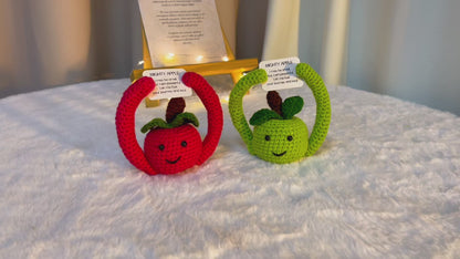 Positive Crochet Mighty Apple Plushie - Message personnalisable puissant Get Well Hospitalisation Pick Me Up Exam Finals Work Stress Relief Gift