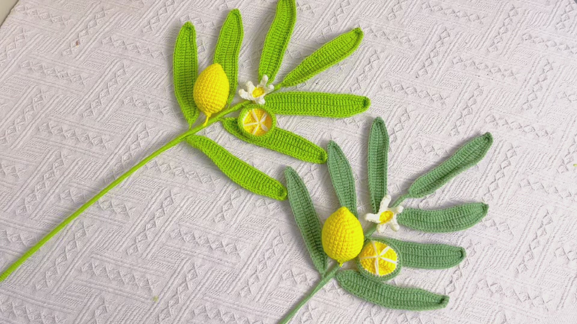 Lemon Freshness: Handcrafted Crochet Lemon Leaf with Lemon Stake