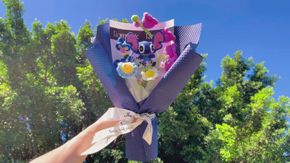 Handmade Crochet Stitch Theme Flower Bouquet - Orchid Lily of the Valley Daisies, Hypoallergenic Graduation Gift