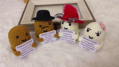 Plushies Famiglia di Patate Positivi a Crochet a Mano - Supporto Emotivo, Legame d'Amore, Parenting, Laurea, Riprenditi, Frasi di Affermazione Personalizzabili e Colore, Riunione di Team Building