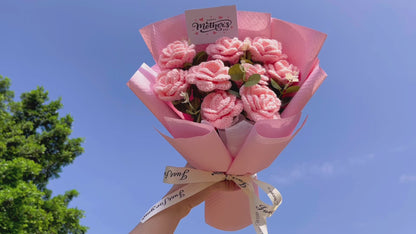 Mother's Day Special Pink Rose Bouquet - Crochet Flowers with "Happy Mother's Day" Sign, Floral Gift for Mom, Grandma, Mother's Day, Birthday, Anniversary