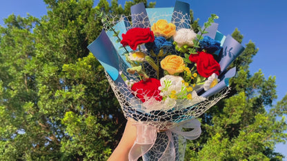 Enchanting Crochet Floral Bouquet Inspired by Timeless Beauty and Princess Tales for Weddings, Anniversaries, Valentine's Day, Confession,  Apology, Home Decor - Allergen-Free, Lasting Eternal Arrangement