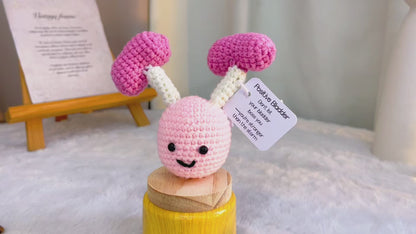 Crochet Bladder Desk Ornament with Customizable Card – Handmade Gift for Get Well Soon, Surgery Recovery, Urology, Nurses, Doctors – Cheer up, White Elephant, Secret Santa