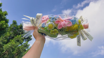 Handmade Crochet Candy Bouquet – Wearable Backpack Floral&nbsp; – Hypoallergenic Knitted Gift Bouquet for Birthday, Valentine's Day, Mother's Day, Bridal Shower, Baby Shower, Graduation, Prom, Anniversary – Unique Sweet-Themed Keepsake