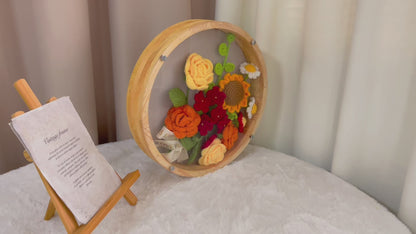 Sunny Breeze Artistry: Handcrafted Crochet Flower Frame Decoration