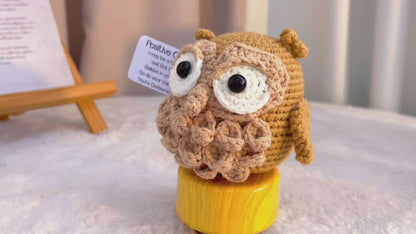 Hand Crochet Owl Ornament, Positive Message Owl with Custom Card, Encouragement Gift for Desk, Home, Valentine's, Christmas, Birthday