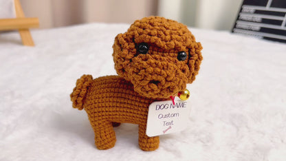 Ornamento Memorial Personalizado de Urso de Pelúcia em Crochê com Etiquetas para Pescoço - Placa Personalizada com Nome e Imagem de Cão/Animal de Estimação - Estatueta 3D Personalizável de Filhote de Cão para Decoração de Casa, Presente de Condolências, L