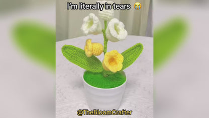 Crochet Lily Orchid Potted Plant Lampe LED - Fête des Mères Échange de cadeaux de Noël Secret Santa