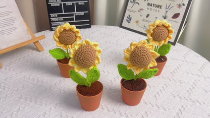 Fiore di girasole a maglia fatto a mano - Finto fiore realistico - Decorazione unica per la casa - Regalo perfetto per gli amanti delle piante - Artigianale