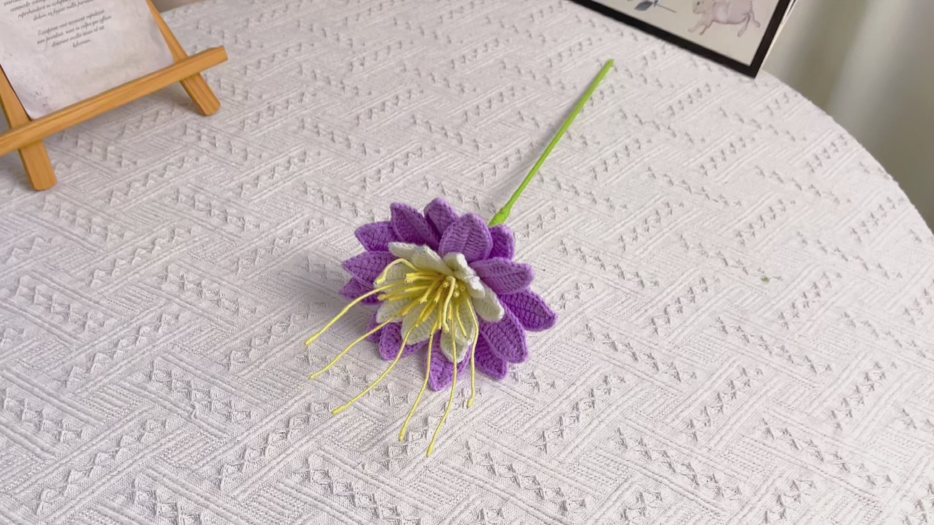 July Birth Month Purple Water Lily Bouquet - Hand-Crocheted