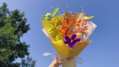 Handmade Crochet Flower Fruitty Themed Bouquet - Anniversary, Birthday, Mother's Day, Valentine's Day, Get Well Soon, Wedding, Home Decor