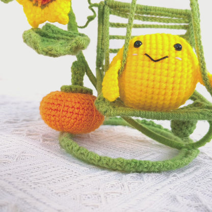 Conjunto de Decoración Colgante de Macramé Artesanal en Tejido de Ganchillo: Adornos Positivos en Forma de Limón, Calabaza y Luna Crescente con Columpio para Decoración del Hogar, Regalos Boho Chic, Estaciones Festivas