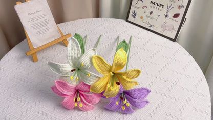 Graceful Blooms: Handcrafted Crochet Large Lilies Stake for a Majestic Garden Deco