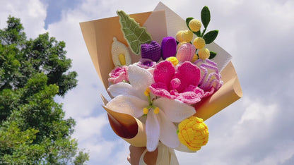 Petal Reverie Crochet Flower Bouquet – Handmade Lily, Hibiscus, Rose, Calla Lily, Tulip, Carnation, Daisy; – Gift for Birthday, Valentine's Day, Mother's Day, Anniversary, Wedding, Graduation, Christmas