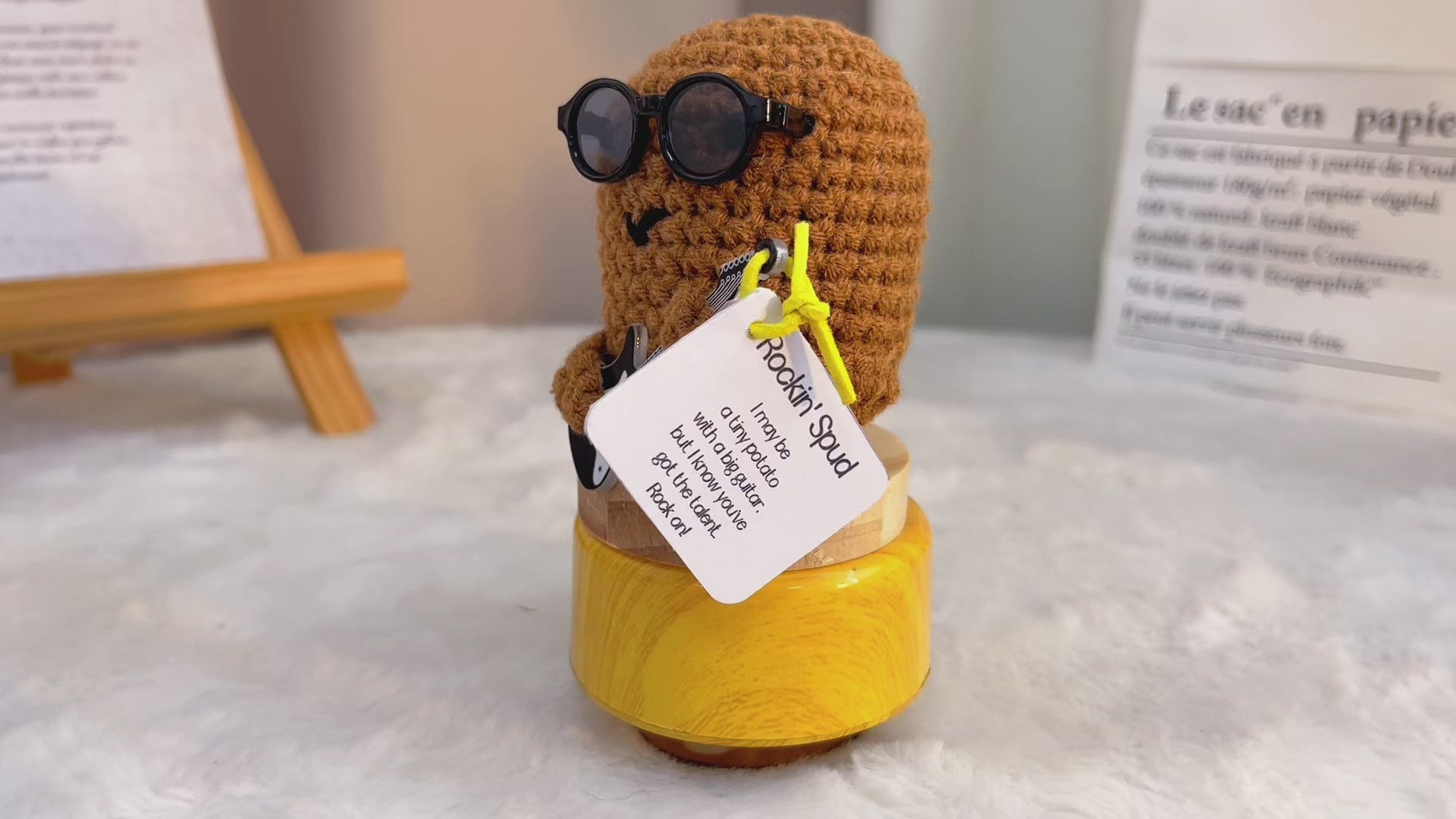 Handmade Crochet Rockin' Spud Plushie - Potato Decor with Positive