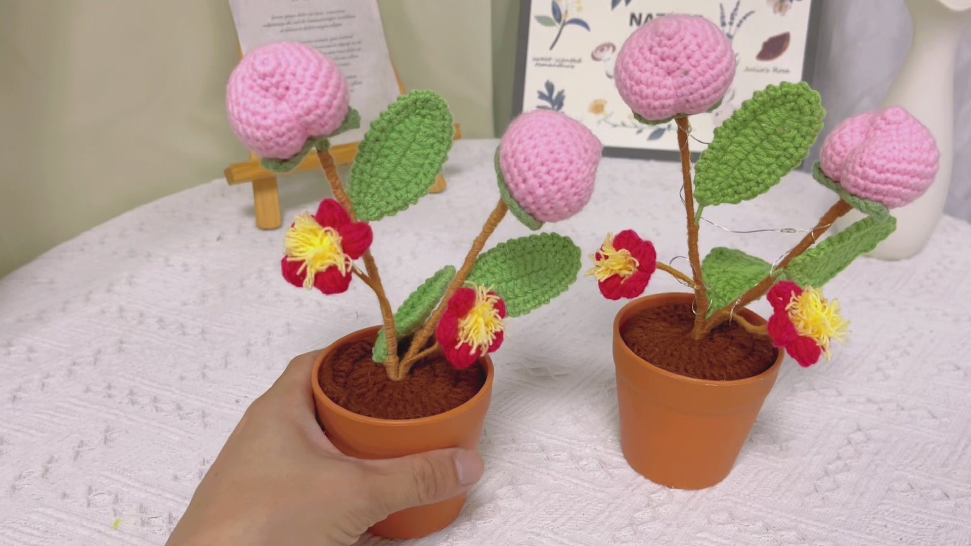 Handmade Crochet Peach Plant - Realistic Fruit Replica - Unique