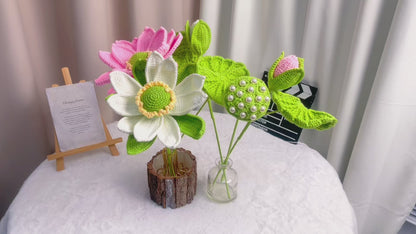 Crochet Lotus Blooms Collection - Espaço para Artesanato e DIY, Decoração Caseira Confortável, Flores para Vasos, Inspiração em Crochê, Centro de Mesa Único, Design