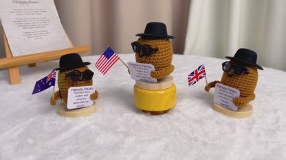 Plushie a maglia di patata patriottica con bandiera nazionale - Decorazione unica e accattivante per i sostenitori positivi della patria, orgoglio olimpico, veterani, soldati commemorati, Giorno dell'Indipendenza USA, UK, Australia.