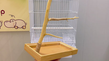 L-förmige Sitzstation für Papageien und Vögel aus natürlichem Holz, handgefertigtes Vogelunterhaltungsspielzeug mit verspieltem Zubehör, umweltfreundlicher Vogelpflegeartikel für gefiederte Freunde