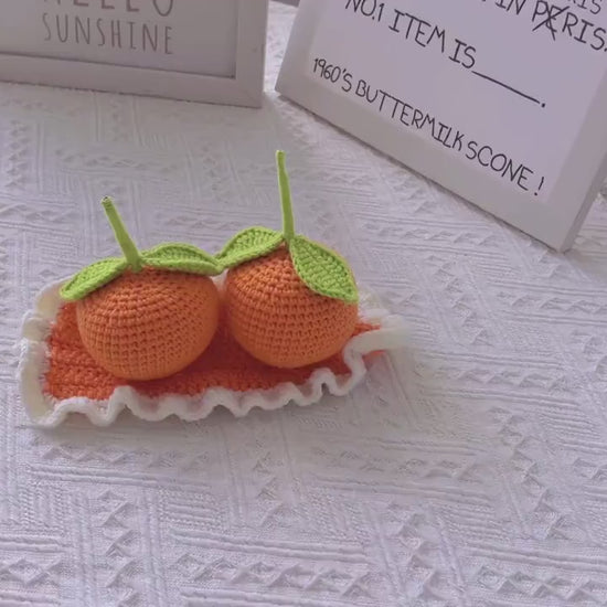 Everlasting Tangerine Crochet Ornament, Festive Decor, Chinese New Year, Good Fortune, Desktop Display, Car Ornament, Dashboard Decoration