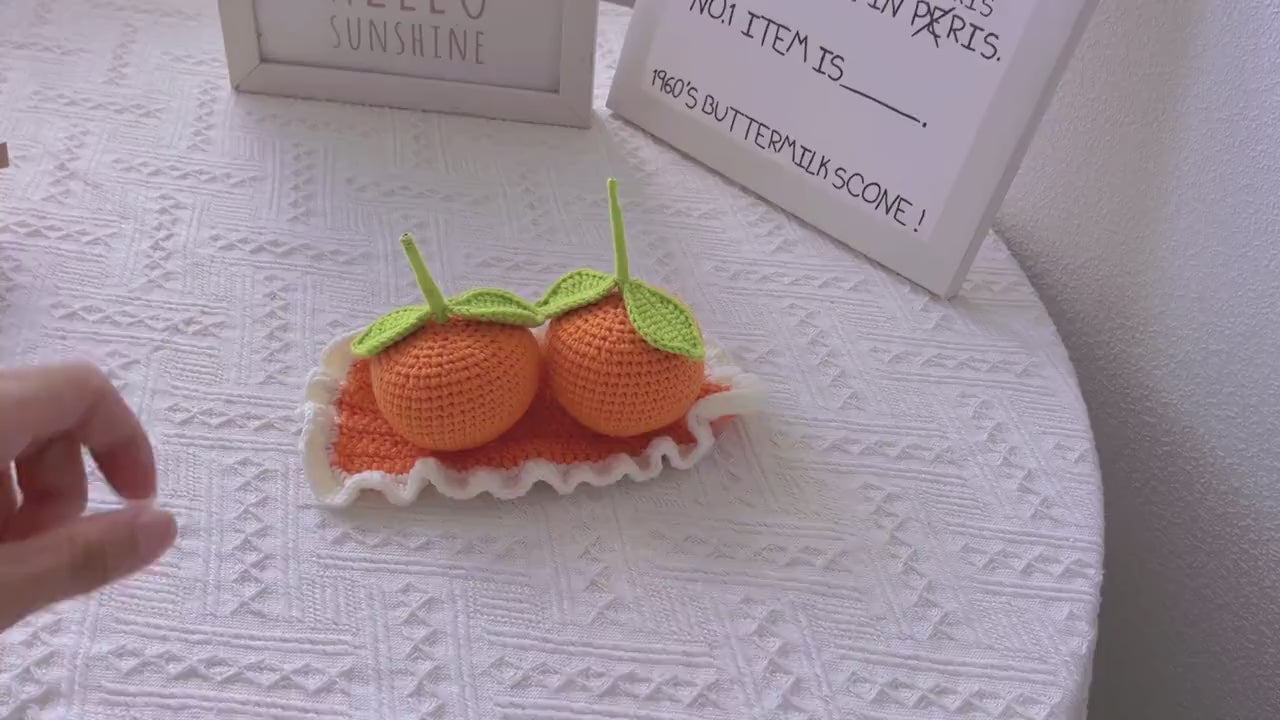 Everlasting Tangerine Crochet Ornament, Festive Decor, Chinese New Year, Good Fortune, Desktop Display, Car Ornament, Dashboard Decoration