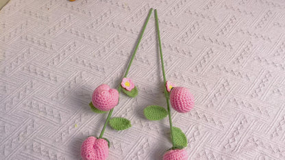 Dolce Fiore di Pesca: Gazzetta Artigianale a Maglia di Pesca per una Decorazione di Giardino Incantevole e un Regalo Significativo