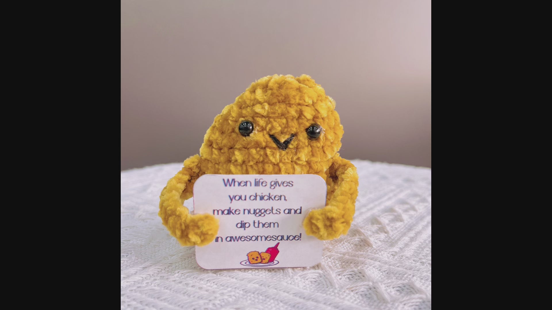 Crochet Positive Chicken Nugget Plushie with Personalized Text Custom – The  Bloom Crafter