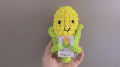 Peluche de maíz resiliente hecho a mano con frase positiva - Único acento decorativo para el hogar, la oficina o eventos especiales - Encanto rural y campestre del arte del maíz