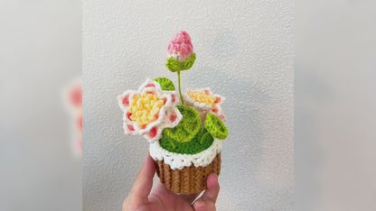 Boho Crochet Girasole a Cesto - Decorazione per la Casa Fatta a Mano
