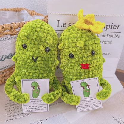 Conjunto de Presente Personalizado de Pickles Crochê Feito à Mão para Casais e Amigos (Texto Personalizado Disponível)